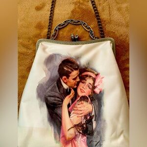 Vntg Canvas handbag “Courting Couples” by Harrison Fisher